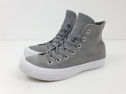 Converse Chuck Taylor All Star High Top Shimmer scamosciato grigio taglia UK 3 5