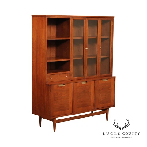 American of Martinsville Mid Century Modern Walnut Display Cabinet Bookcase Cover