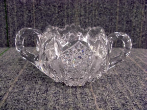 Vintage Antique American Brilliant Period ABP Sugar Bowl Sawtooth Cut Crystal - Picture 1 of 13