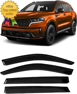 Tape-On Windows Visor 4-Piece for 2021-2023 Kia Sorento Rain Guards Shield Shade - Picture 1 of 8