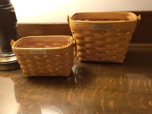 Longaberger 1997 Edition Dresden Set of TWO Tour Baskets W/Handle NICE! #LB-2 - Picture 1 of 11