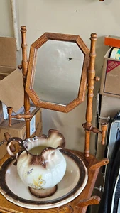 Wash Stand With Mirror And Candle Holder incudes basin, pitcher, bowl &lid - Picture 1 of 5