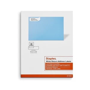Staples Laser/Inkjet Shipping Labels 0.5"W x 1.75"L White 80 Labels/Sheet - Picture 1 of 5