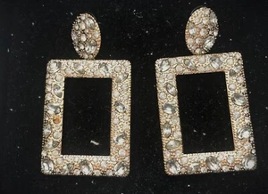 Womens ASOS Gold Tone Rectangle Earrings - Picture 1 of 5