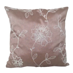 Satin Pink Flower Embriodery 18x18" Decorative/Throw Pillow Case / Cushion Cover - Picture 1 of 4