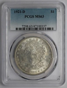 1921 D Morgan Silver Dollar PCGS MS63 - Picture 1 of 5