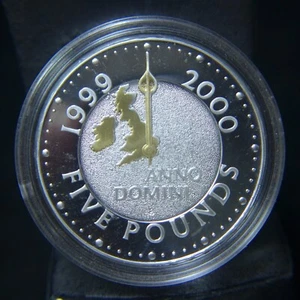 Great Britain 1999 Silver 5 Pounds Proof Comm:  "2000 Millennium" - Picture 1 of 5