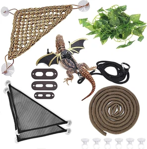 Bearded Dragon Tank Accessories Lizard Hammock Climbing Jungle Vines Adjustable - Picture 1 of 12