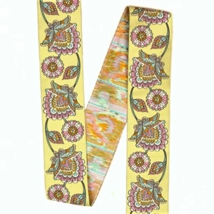 Tula Pink Vintage collection Paisley Floral Dandelion - 2" woven jacquard ribbon - Foto 1 di 2