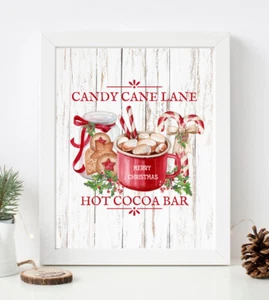 CHRISTMAS PRINT CANDY CANE LANE Red Hot Cocoa Winter Xmas PICTURE Poster A4 1