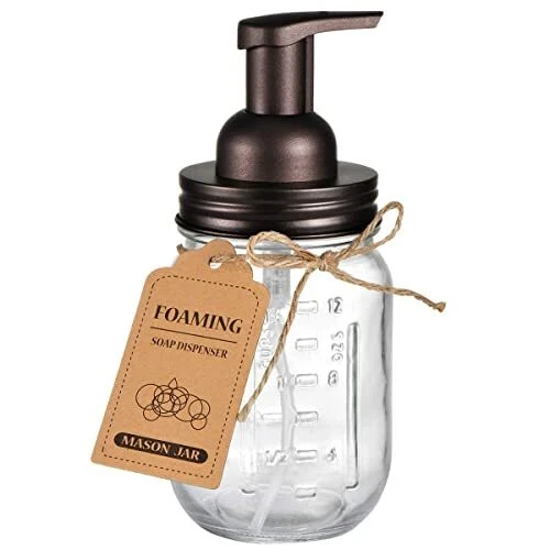 Mason Jar Foaming Soap Dispenser - Rustproof Stainless Steel Lid / BPA Foam
