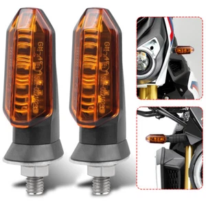 2Pcs Motorcycle LED Turn Signals Blinker Light Indicator Amber Black Universal - Picture 1 of 9