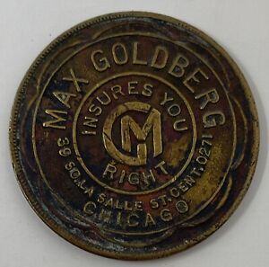 Vintage! Max Goldberg Insurance Good Luck Token Coin Don't Chicago Illinois IL
