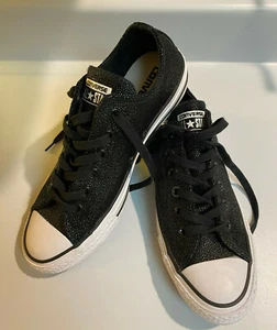 Converse All Star ~ genarbtes Leder ~ schwarze Schuhe/Sneaker ~ Damen US 8 ~ EUC - Bild 1 von 12
