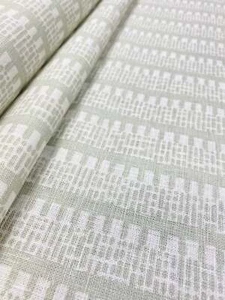 Schumacher chiosco salvia verde avorio righe lino geometrico Uph tessuto drappeggio - Foto 1 di 6