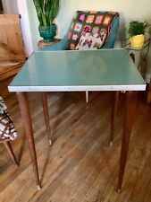 Vintage Mid Century turquoise  Modern Formica Kitchen side Table mcm