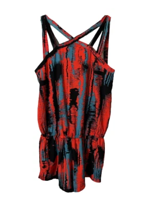 Fabletics Straps Athletic Romper Artsy Red Teal Black Size Large - Image 1 of 4