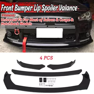 Universal Gloss Black Car Front Bumper Protector Lip Body Spoiler Splitter Kit - Picture 1 of 12