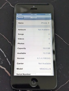 Apple iPhone 5 - 16GB (AT&T) A1428 Black | 80% batt | RARE iOS 6! 6.1.4 otterbox - Afbeelding 1 van 19