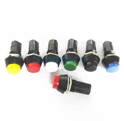10pcs 12mm Hole Push To ON 2 Pins SPST Maintained/Momentary Push Button Switch - Image 1 of 4