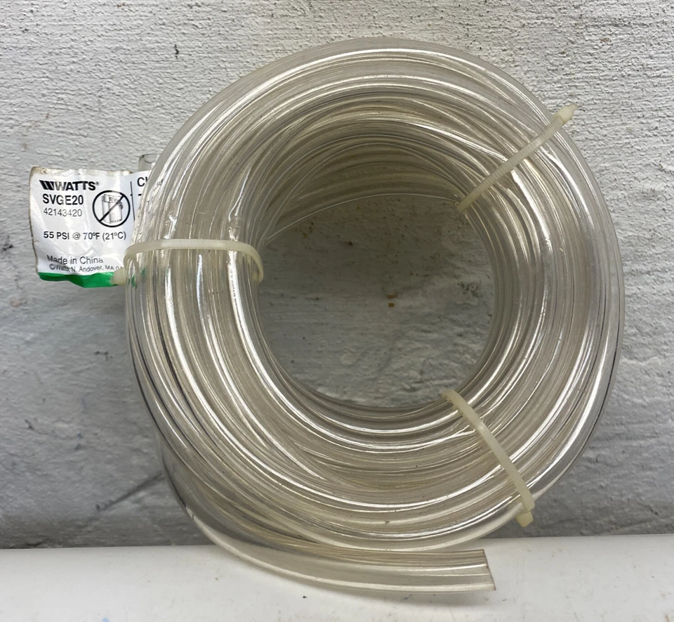 Watts Clear Vinyl Tubing 55 PSI @ 70F SVGE20 3/8"X 1/4"X 20’ - Image 1 of 3