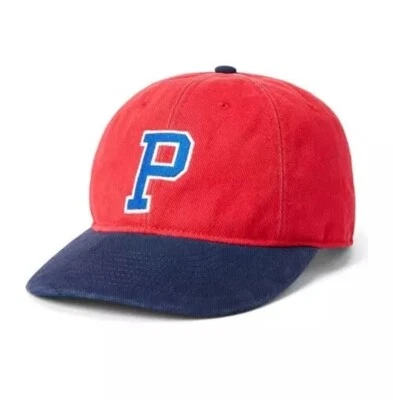 Polo Ralph Lauren Baseball Cap Embroidered Adjustable Red w "P " Logo Patch Navy - Image 1 of 4