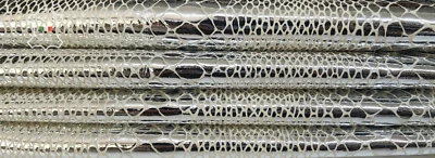 METALLIC SILVER SNAKE PRINT On IVORY Goatskin Leather 2 skins 9sqf 1.0mm #B7864 - Image 1 of 4