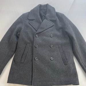 Old Navy Peacoat Jacket Women’s Medium Gray Charcoal Double Breasted Coat EUC - Picture 1 of 14
