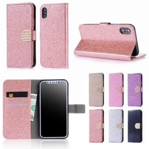 Slim Wallet Phone Case For Samsung S10E S20 S22 23 S24 Plus Bling Glitter Cover - Picture 1 of 15