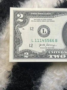 $2 2017A Ascending Partial LADDER UNCIRCULATED Fancy Serial Number 11145566 - Picture 1 of 4