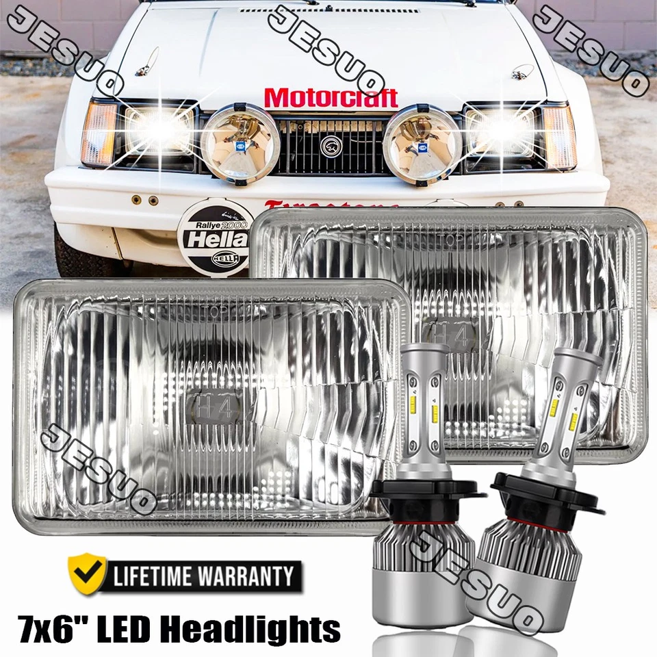 7X6" LED Headlight Hi/Lo Sealed DRL Turn Signal Lamp for Mercury Lynx 1981-1985 Foto 1 de 4