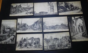 9 x Original WWI RP Postkarten Kriegsschäden Zerstörung Frankreich - Bild 1 von 11