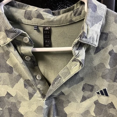 Adidas Golf Polo Green& Blue Pattern Polo Golf  Shirt XL - Image 1 of 4