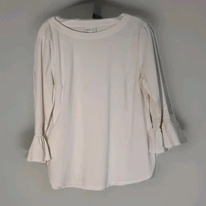 J.Jill White Shirt Collection Pullover weiß Glockenärmel Schlitze Gr. Medium  - Bild 1 von 7