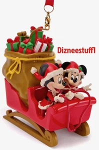 Disney Parks 2025 Mickey Minnie Mouse Sleigh Santa Ornament - Picture 1 of 1