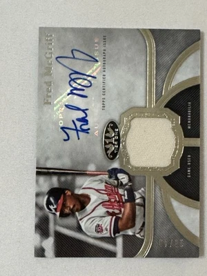 2020 Topps Tier One Fred McGriff Auto Game-Used Relic #13/80 – HOF – Braves - Image 1 of 4