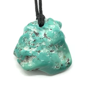 Sonora Mexico Turquoise Pebble Pendant Blue River Gem Stone Necklace #12 - Picture 1 of 8