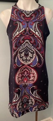 Funda Banana Republic para mujer talla 4 azul marino estampado cachemir sin mangas hasta la rodilla Foto 1 de 4