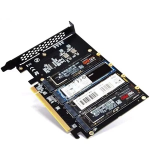 PCIe X16 to M.2 NVME Card 4 Port Controller Expansion Card PCIe Adapter Card - Afbeelding 1 van 8