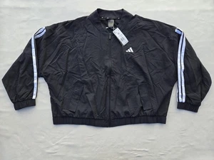 Adidas Jacke Damen 3X schwarz W 3S Woven Bomber 3-Streifen Full Zip Mesh gefüttert - Bild 1 von 14