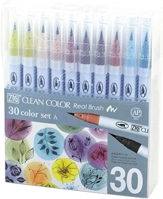 Kuretake ZIG Clean Color Real Brush Watercolour Set of 30 RB-6000AT/30VA Japan - Image 1 of 4