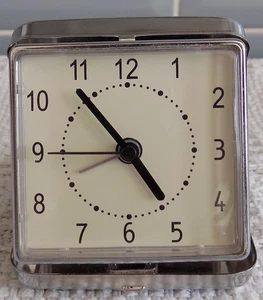 Compact Travel Alarm Clock, Chrome, folding. - Picture 1 of 4