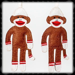Nick & Nora Sock Monkey Ornaments Pair | Target 2010 | NOS | Unused - Picture 1 of 2