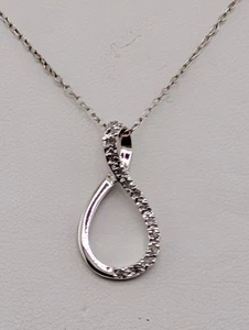 Neu ~ ** 0,8" LANGER MOISSANIT INFINITY ANHÄNGER ** ~ Sterlingsilber ~ 925 ~ 18" KETTE - Bild 1 von 7