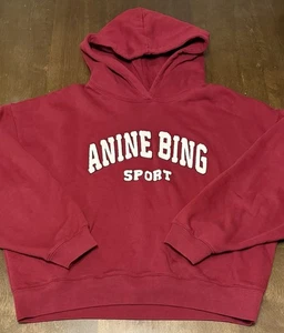 Anine Bing Sport Alec Hoodie Oversized Damen Large Cabernet Rot Pullover 5230 - Bild 1 von 21