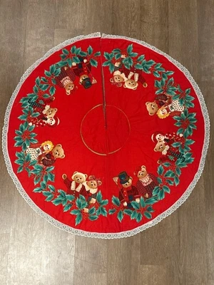 Raggedy Ann & Andy/Oso de Peluche Árbol de Navidad Falda 42" Cottage Core Granny Core Foto 1 de 4