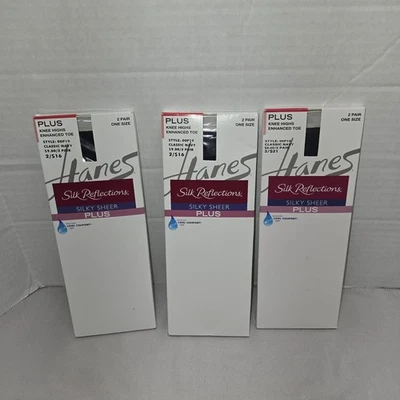 Hasta la rodilla Hanes Silk Reflections sedoso transparente azul marino 00P19 punta mejorada 6 pares Foto 1 de 3