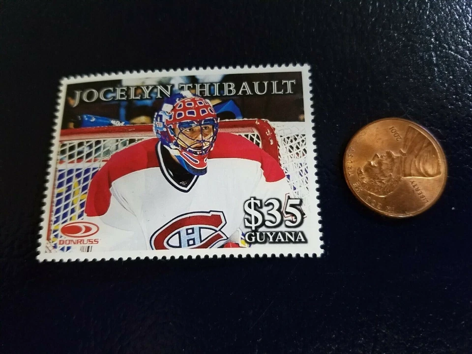 Jocelyn Thibault Montreal Canadiens Donruss Guyana White Perforated Stamp WOW - Image 1 of 1