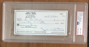 Johnny Unitas 2000 Autographed Personal Check #6367 PSA Graded NM-MT 8 - Picture 1 of 2