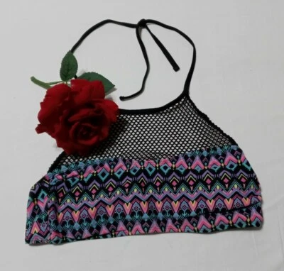 Top de bikini halter de cuello alto para mujer SO diseño multicolor con acolchado talla L Foto 1 de 3